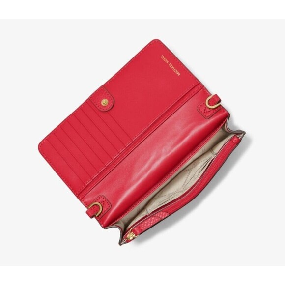 New Michael Kors Jet Set Charm Small Studded Smartphone Crossbody Crimson - Picture 4 of 4